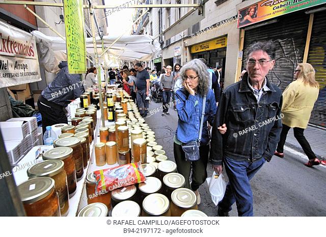 Sant Ponç fair on 11th May, Hospital street, Raval district. One of the oldest in Barcelona and Catalonia. You can find honey, artisans cheese