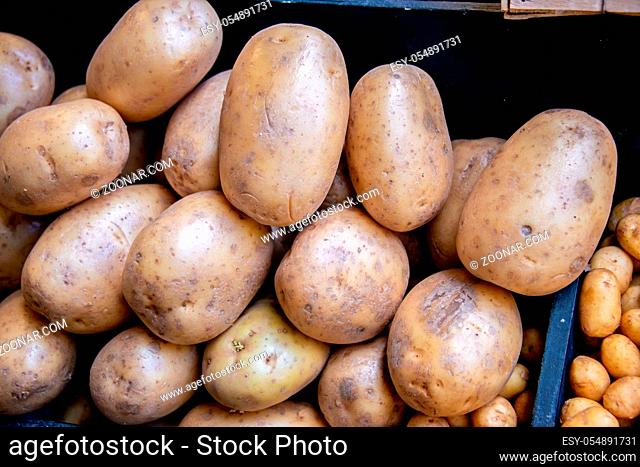 Potatoes at the market display