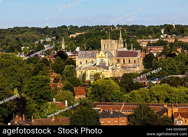 England, Hampshire, Winchester, City Skyline and Cathedral