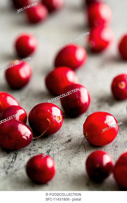 Cranberries on a wooden surface