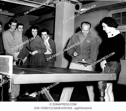 Jan 22, 1958; London, UK; World famous table tennis star VICTOR BARNA has a series of evening sessions in London for likely England representatives in the new...