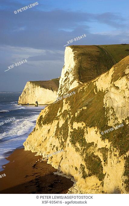View of Swyre Head looking towards Bats Head and Bats Arch from Durdle Door Dorset