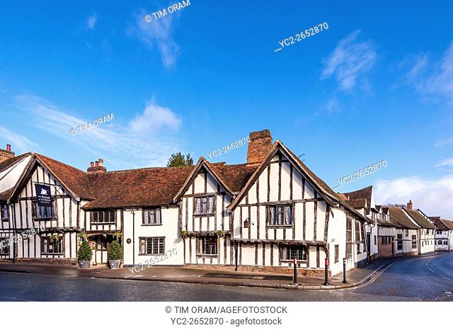 The famous Swan Hotel in the picturesque village of Lavenham , Suffolk , England , Britain , Uk