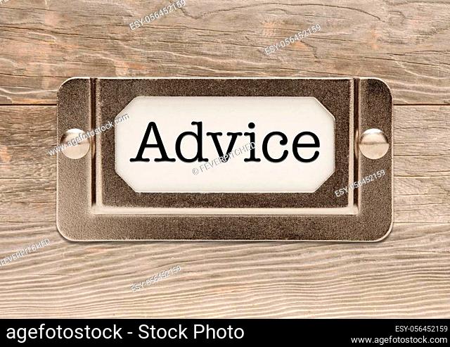 Advice Metal File Label Frame Isolated on White Ready for Your Own Message
