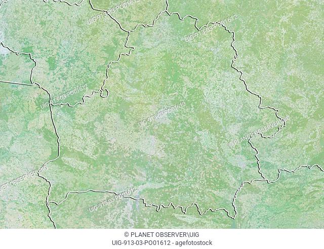 Relief map of Belarus with border. This image was compiled from data acquired by LANDSAT 5 & 7 satellites combined with elevation data