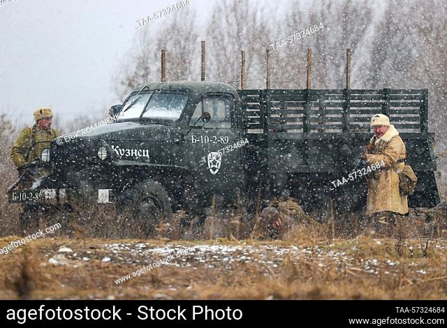 RUSSIA, ROSTOV-ON-DON - FEBRUARY 12, 2023: Participants in a historical reenactment titled 'Battles on the Southern Front
