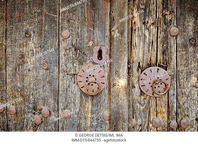 Door handles. Monodendri, Zagorohoria, Ioannina, Greece, Europe