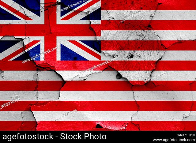 flag of British East India Company (1733-1833) on cracked wall