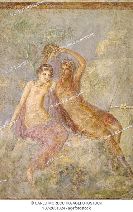 Perseus and Andromeda fresco from Pompeii, Naples National Archaeological Museum, Naples, Italy, Europe