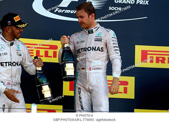 01.05.2016 - Race, 1st position Nico Rosberg (GER) Mercedes AMG F1 W07 Hybrid, 2nd position Lewis Hamilton (GBR) Mercedes AMG F1 W07 Hybrid