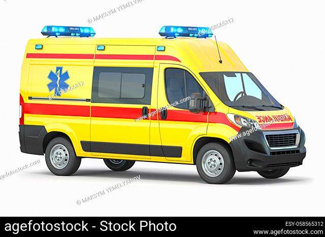 Ambulance car isolated on white. 3d illustration