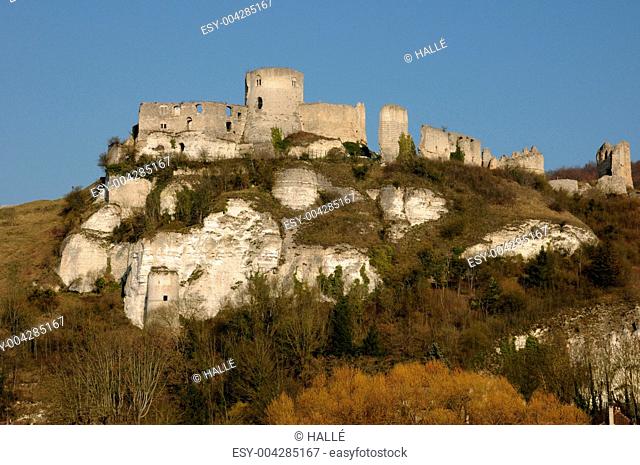 France, the historical castle of Château Gaillard in Normandie