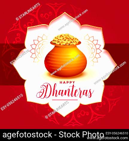 decorative festival card design for dhanteras day