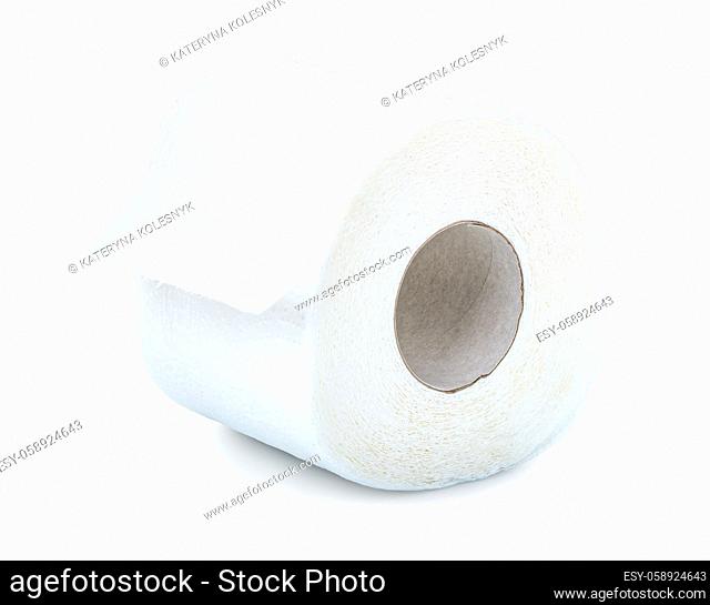 White toilet paper isolated on a white background