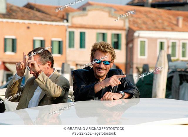Johnny Hallyday and Patrice Leconte. Venice. Italy