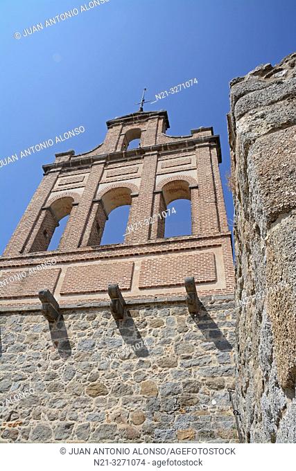 Espadaña (bell gable) del Carmen, top of the Provincial Historic Archive. Avila, Castilla-Leon, Spain, Europe