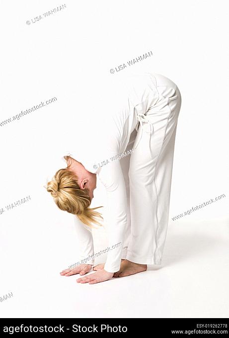 Woman stretching her back