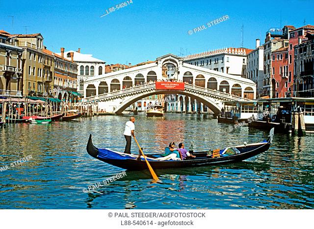 Rialto Bridge and Grand Canal, Venice. Veneto, Italy