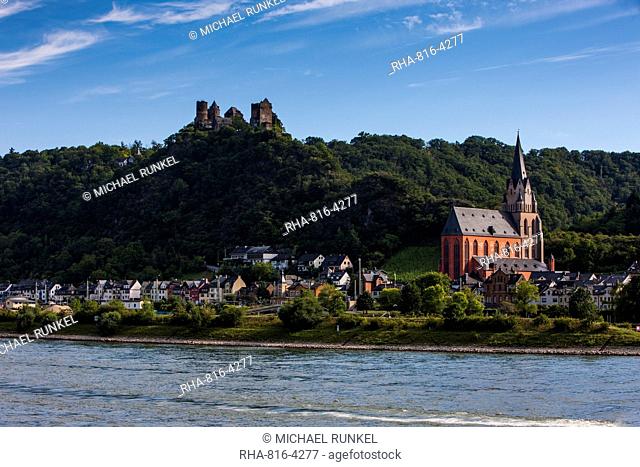Castle Stahleck above the village of Bacharach in the Rhine valley, Rhineland-Palatinate, Germany, Europe
