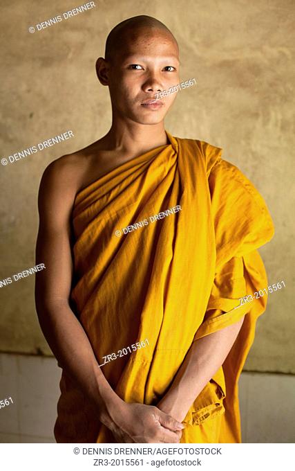 Portrait of a young monk near Battambang, Cambodia