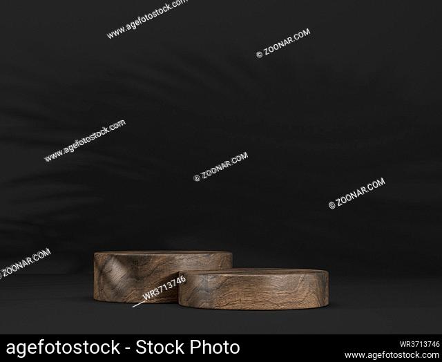 abstract template as presentation stage with leaf shadow in front of background - 3D Illustration