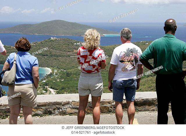 Megans Bay and Beach, Atlantic Ocean, overlook, tour group. Skyline Drive. North Side. St. Thomas. US Virgin Islands