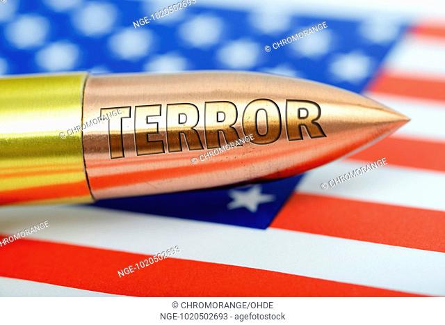 Ammunition on US flag, terror warning