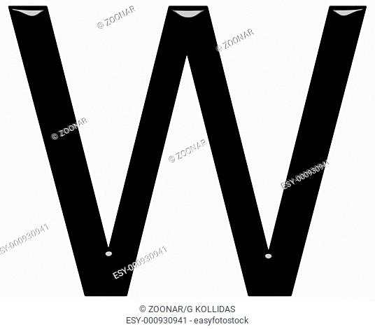 3d letter W isolated in white