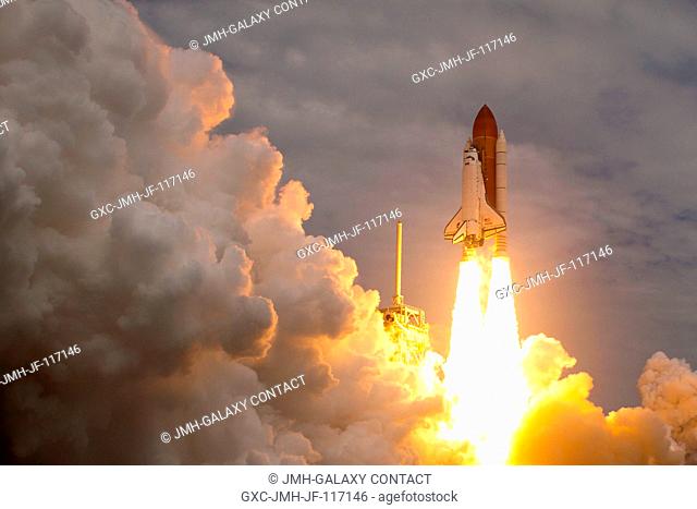 The space shuttle Atlantis launches for the STS-135 mission to the International Space Station in the final mission of the Space Shuttle Program at NASA's...