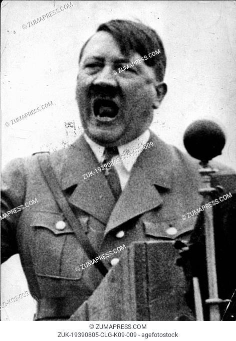 Aug. 5, 1939 - Berlin, Germany - Nazi leader and Fuhrer of Germany, ADOLF HITLER giving one of his powerful speeches sometime in 1939