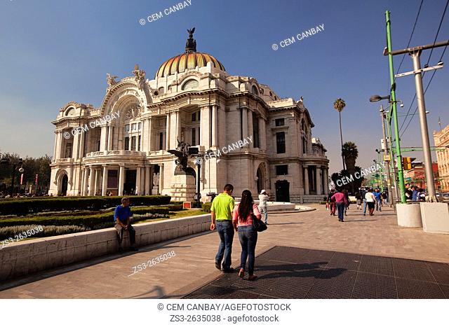 People in front of the Palacio De Las Bellas Artes-Palace Of Fine Arts, Mexico City, Mexico, Central America