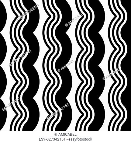 Design seamless monochrome waving pattern. Abstract vertical background. Vector art