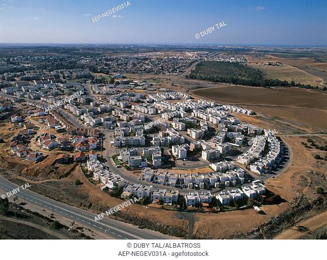 Aerial photograph of the town of Sderot in the northwest Negev desert