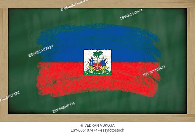 national flag of haiti on blackboard painted with chalk