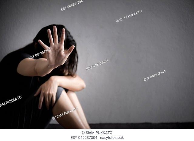 Woman hand sign for stop abusing violence, Human Rights Day concept