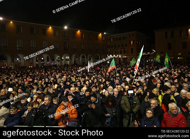 Supporters during the celebrations in Piazza Grande , Modena, ITALY-27-01-2020
