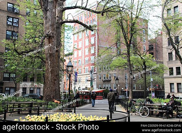18 April 2023, USA, New York: View of the Washington Square Hotel from the square of the same name. For 50 years, Rita Paul has managed the hotel in the middle...
