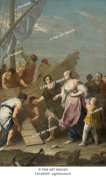 The embarkation of Helen of Troy by Amigoni, Jacopo (1675-1752)/Oil on canvas/Rococo/Italy, Venetian School/Private Collection/221x142/Mythology