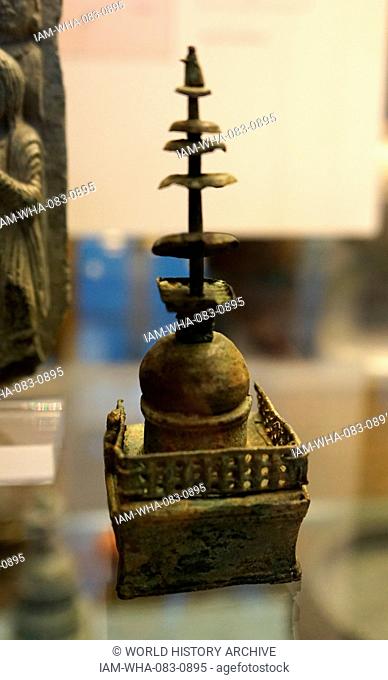 Bronze model of a stupa found near the Jaulian monastery in Pakistan. Dated 2nd Century AD