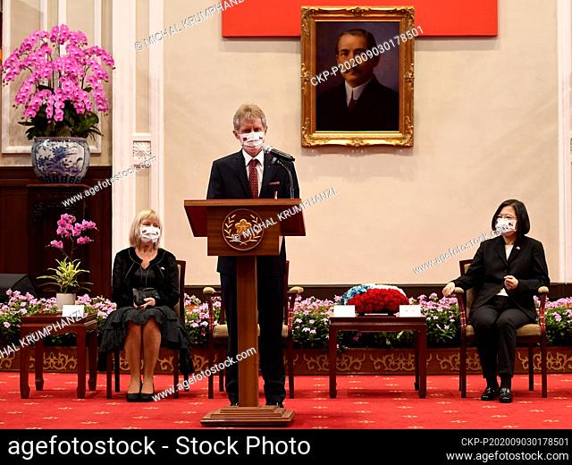 President of Taiwan Tsai Ing-wen, right, and Czech Senate chairman Milos Vystrcil during their meeting in Taipei, Taiwan, September 3, 2020