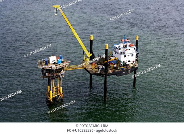 Liftboat Performing Production Platform Maintenance