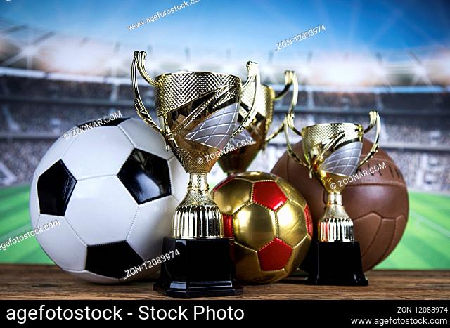 Achievement trophy, winning sport background