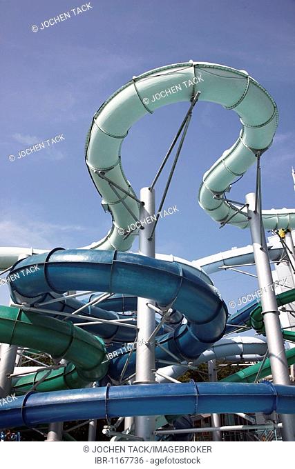 Water slide tubes in a fun park and water park, Scheveningen, Holland, Netherlands, Europe