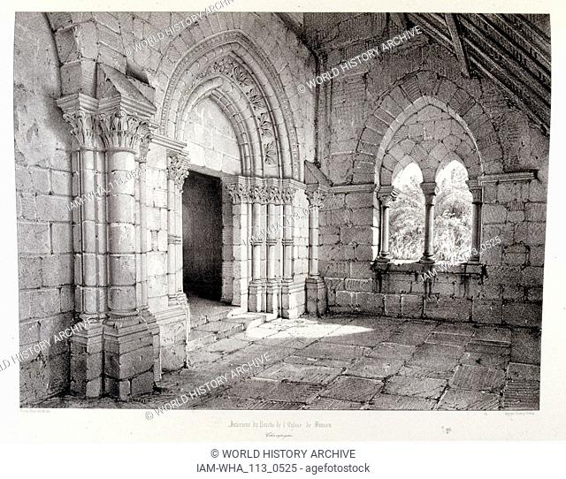 The church of Binson, in the commune of Chatillon-sur-Marne, in the Marne, France. 1857, Illustrated in 'Voyages pittoresques et romantiques' (Picturesque and...