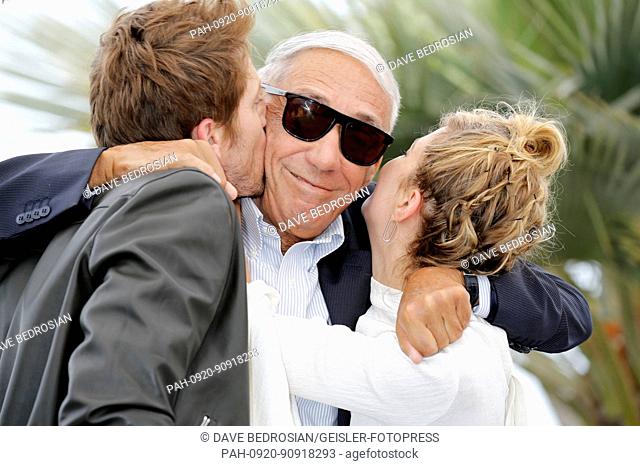 Pierre Deladonchamps, Andre Techine and Celine Sallette at the 'Nos années folles / Golden Years' photocall during the 70th Cannes Film Festival at the Palais...