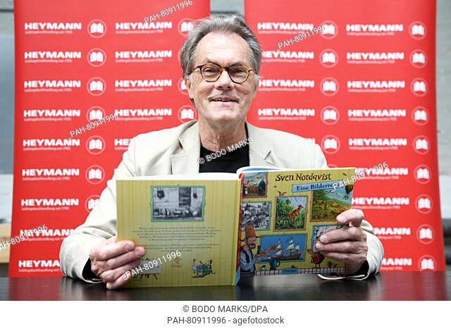 Swedish children's book author Sven Nordqvist smiles during a lecture at the Kampnagel centre of culture in Hamburg, Germany, 28 May 2016