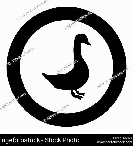 Goose icon black color in circle round vector illustration