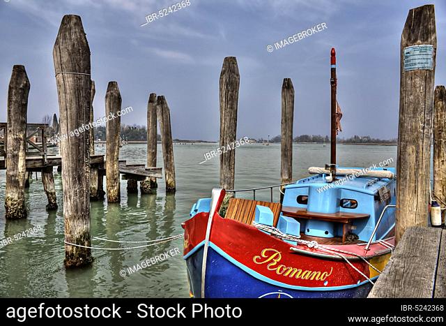 Boat Romano, Burano, near Venice, Veneto, Buran, Italy, Europe