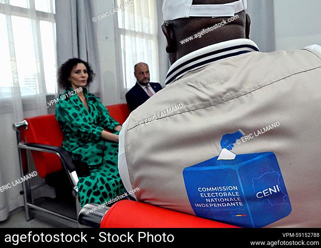 Foreign minister Hadja Lahbib pictured during a visit to an elections registration center, in Kinshasa, DR Congo, during a diplomatic mission in Angola and...