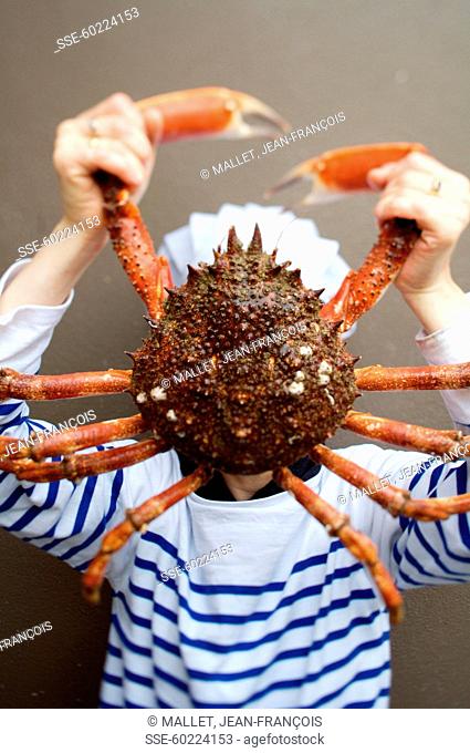 Person playing a sea spider